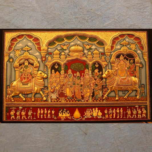 Meenakshi Kalyanam Tanjore-Grand Wedding Of Meenakshi In Tanjore Style Painting
