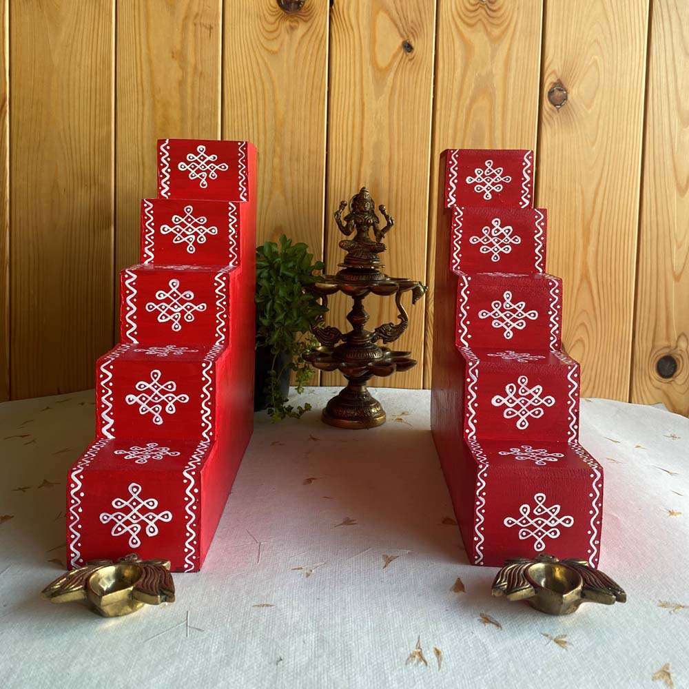 Fixed Kollam 5 Steps Vilakku Padi Set Of 2 ArtCrafts India