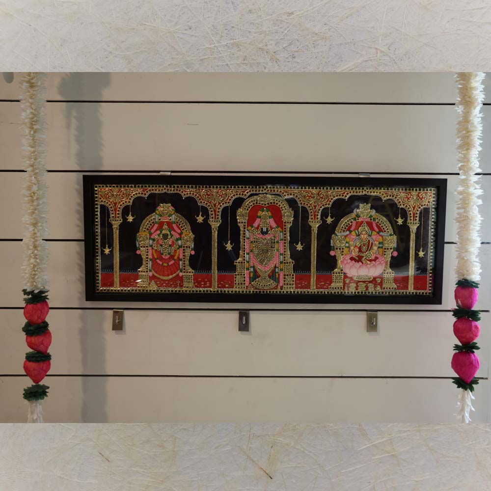 Lakshmi Saraswati Balajitanjore Painting For Puja Room