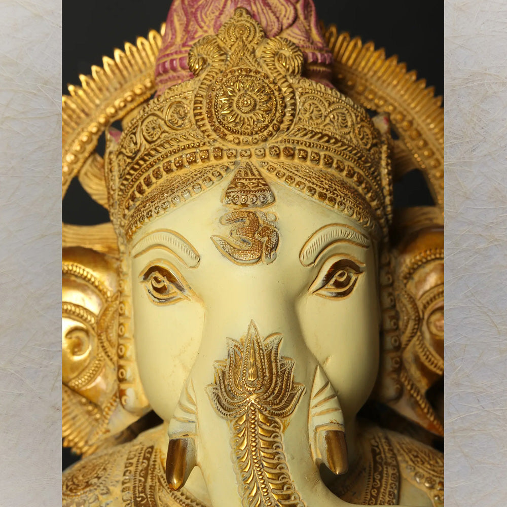 Colorful Blessing Lord Ganesha Idol - Handcrafted Traditional Ganesha Statue For Home Decor