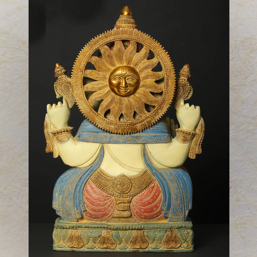 Colorful Blessing Lord Ganesha Idol - Handcrafted Traditional Ganesha Statue For Home Decor