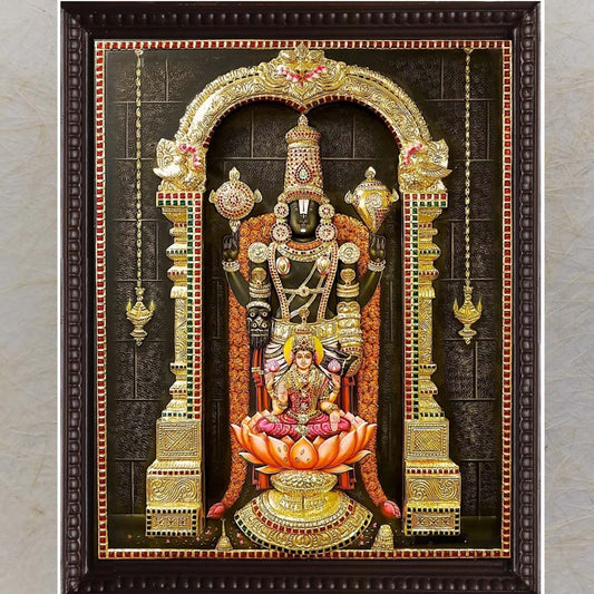 Balaji Lakshmi Nijapada Dharshana In Prabhavali 3D Handmade Wall Sculpture Divine Temple And Home Decor