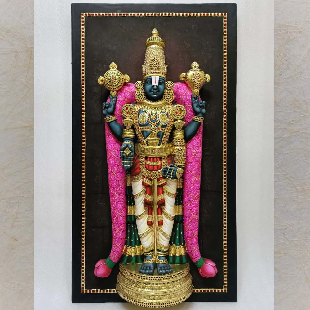 Balaji Nijapada Dharshana In Prabhavali 3D Handmade Wall Sculpture Divine Temple And Home Decor