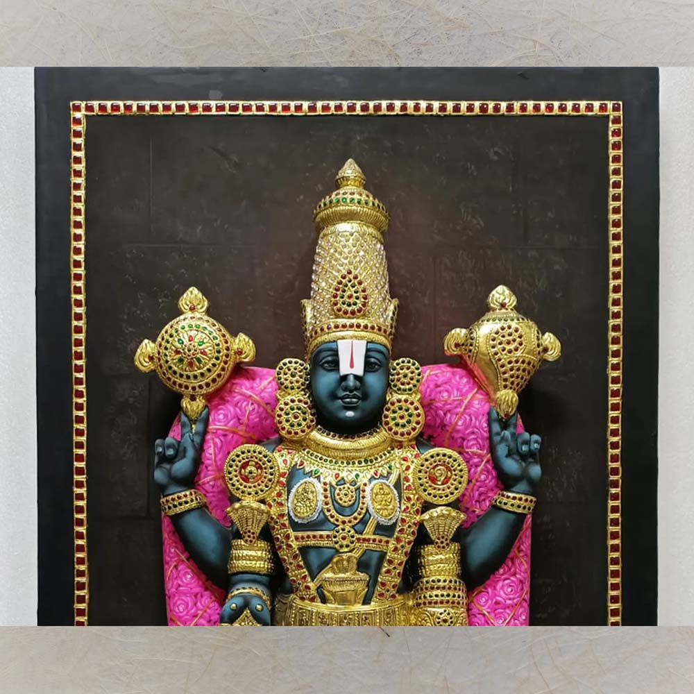 Balaji Nijapada Dharshana In Prabhavali 3D Handmade Wall Sculpture Divine Temple And Home Decor