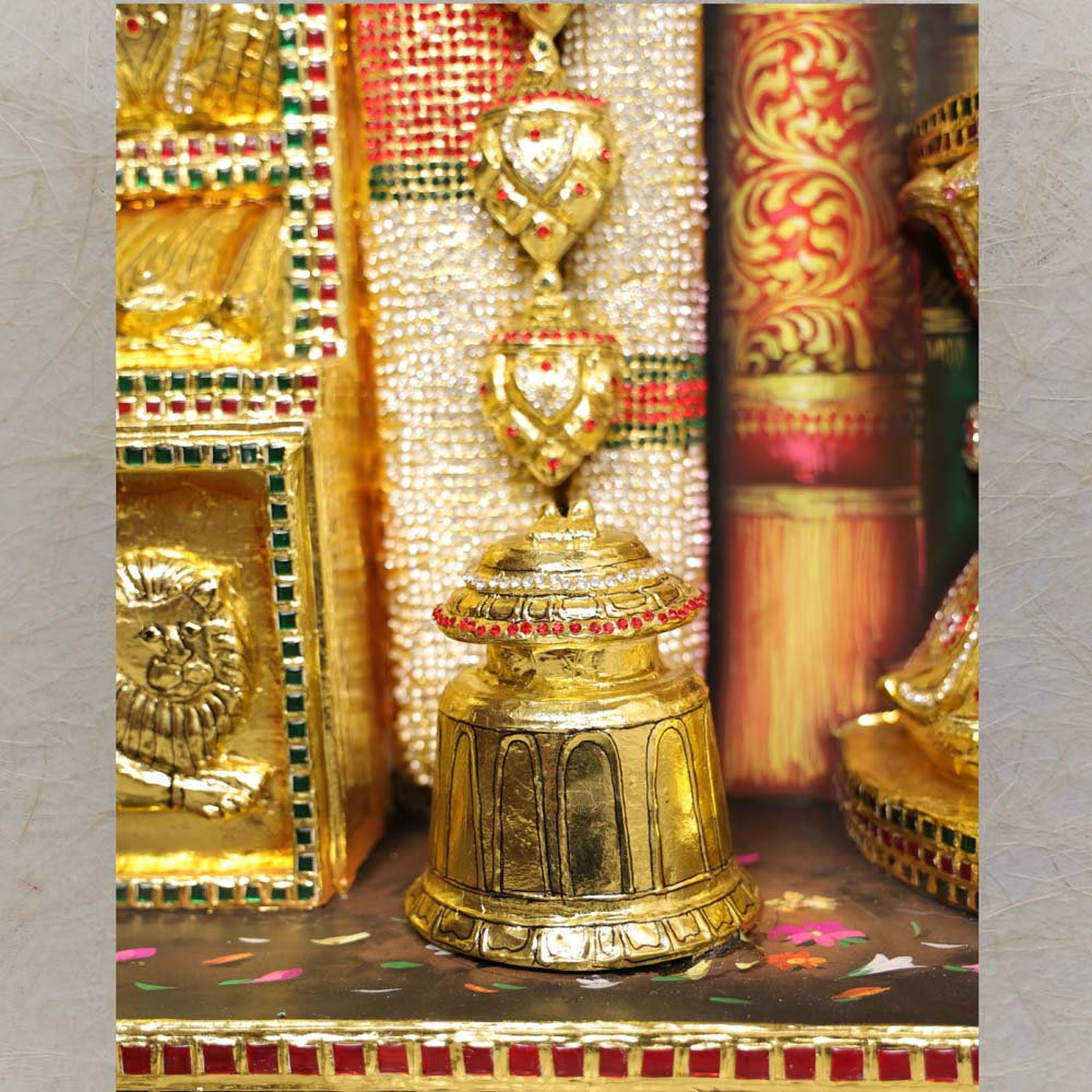 Balaji Venkateshwara 3D Handmade Wall Sculpture Divine Temple .Garlands Are In White Ad Stones