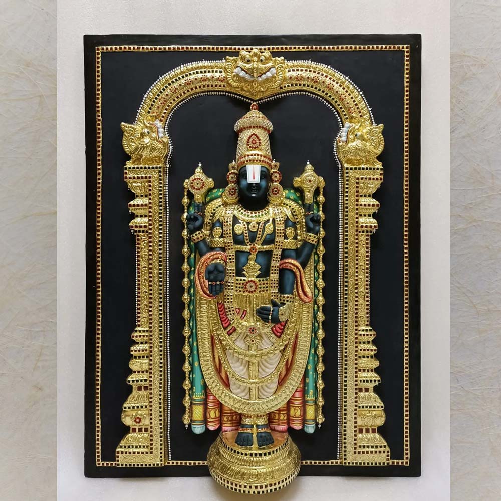 Balaji Nijapada Dharshana In Prabhavali 3D Handmade Wall Sculpture Divine Temple And Home Decor