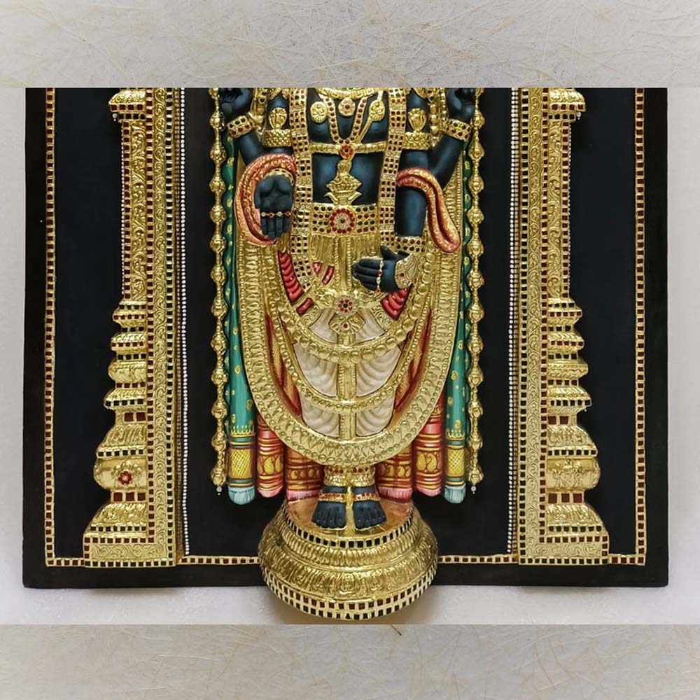 Balaji Nijapada Dharshana In Prabhavali 3D Handmade Wall Sculpture Divine Temple And Home Decor