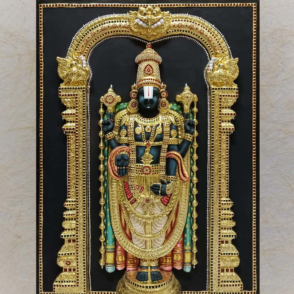 Balaji Nijapada Dharshana In Prabhavali 3D Handmade Wall Sculpture Divine Temple And Home Decor