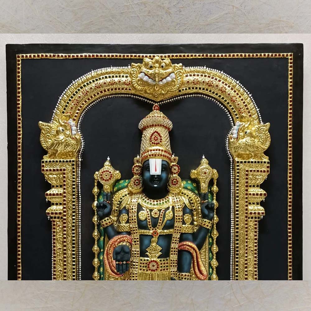 Balaji Nijapada Dharshana In Prabhavali 3D Handmade Wall Sculpture Divine Temple And Home Decor