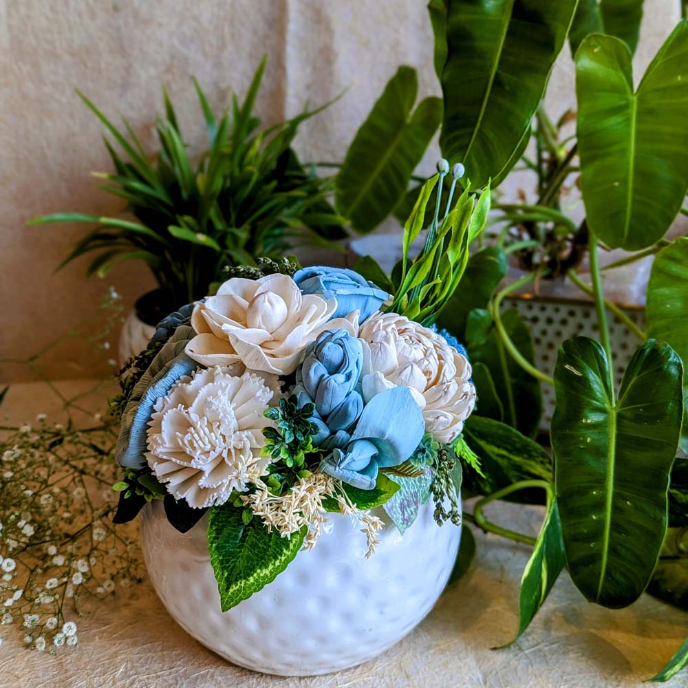 Shola Flower Arrangement - Aria In Baby Blue And Cream