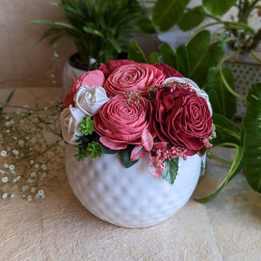 Shola Flower Arrangement - Aria In Peach, Red And White