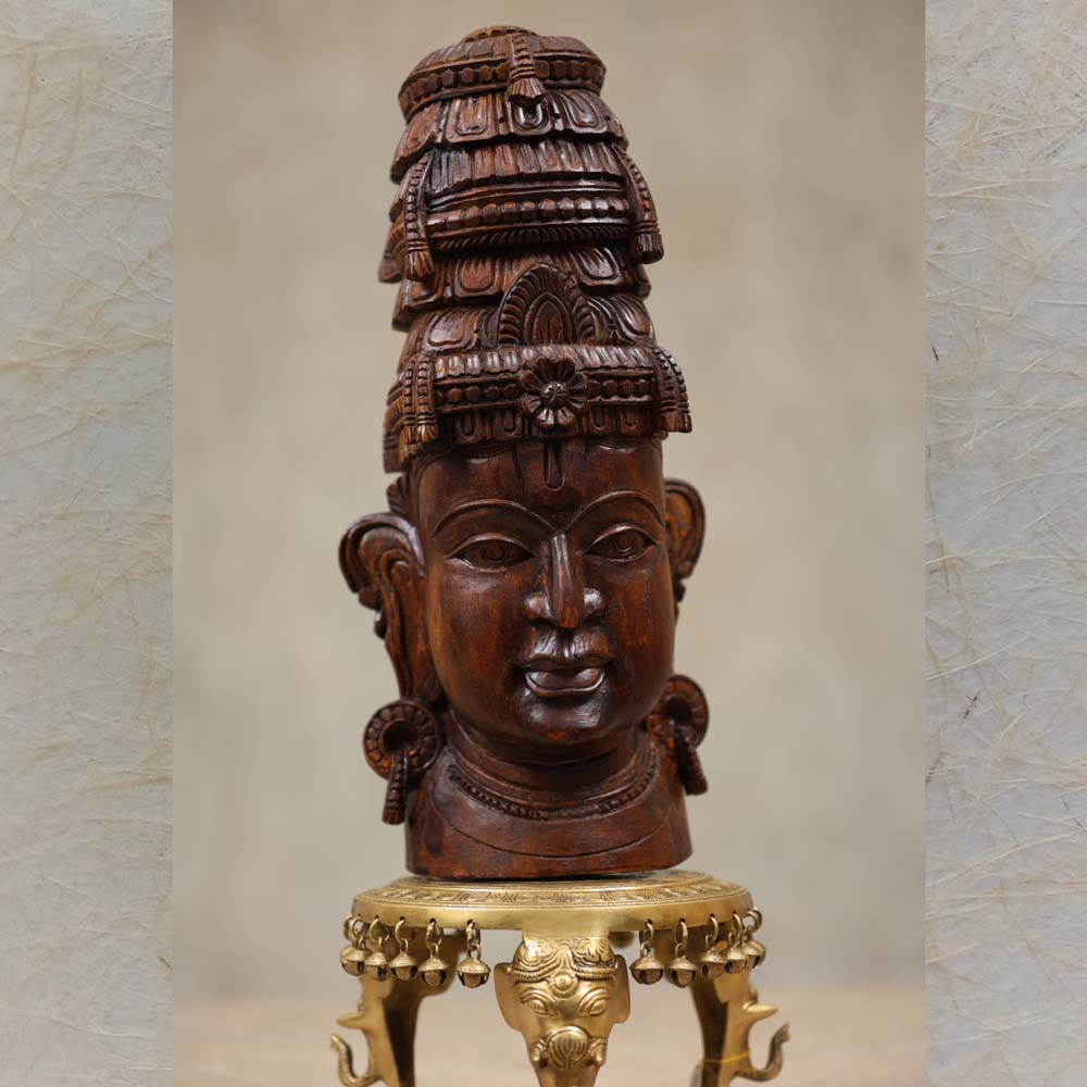 Vishnu Bust Teak Finish