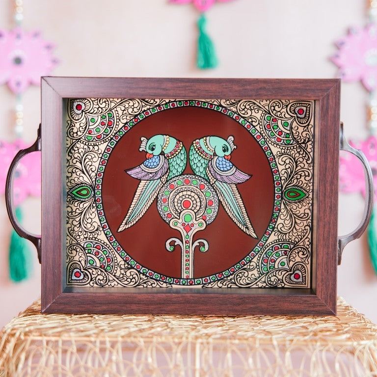 Twin Parrot Trays Brown