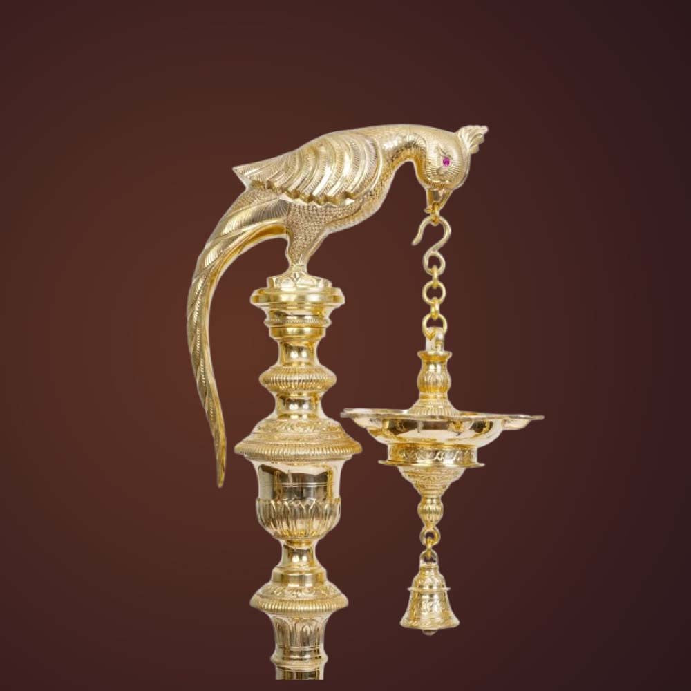 Parrot Deepam – Nachiyar Koil Lamps Handcrafted Temple Oil Lamp