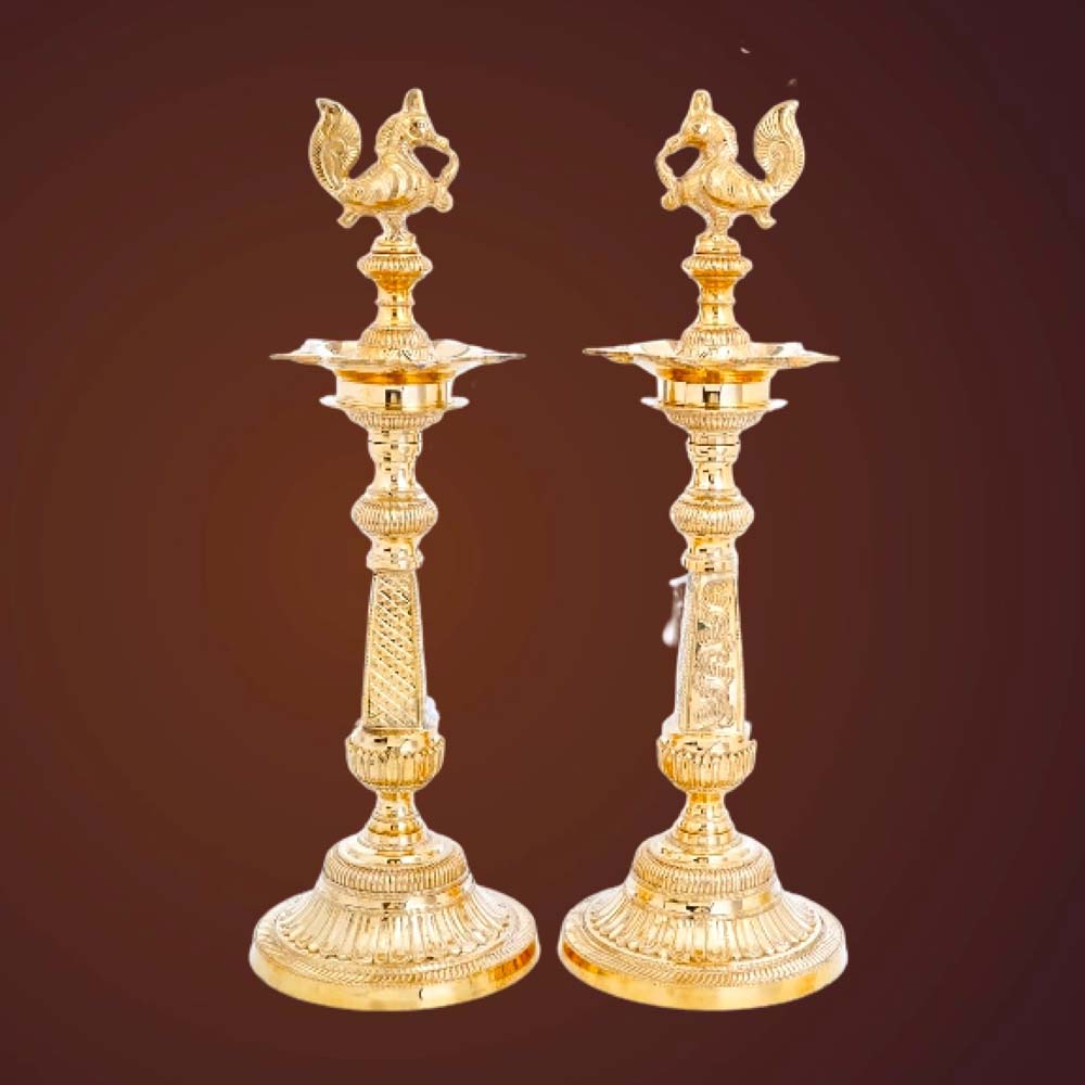 Annam 6 Patta Vilaku Gopura Thatu Handcrafted Brass Oil Lamp Nachiyar Koil Lamps
