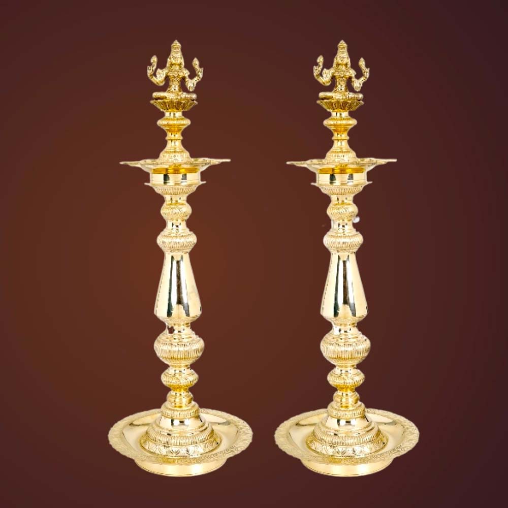 Lakshmi Handcrafted Brass Oil Lamp Nachiyar Koil Lamps