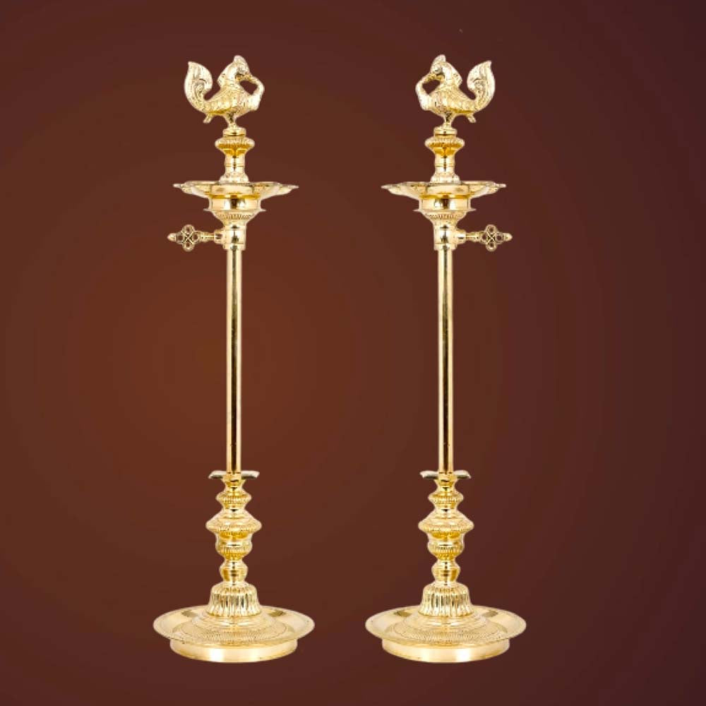 Key Handcrafted Brass Oil Lamp Nachiyar Koil Lamps