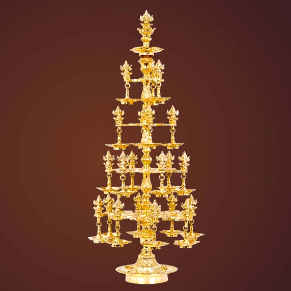 Ashtothram Handcrafted Brass Oil Lamp Nachiyar Koil Lamps