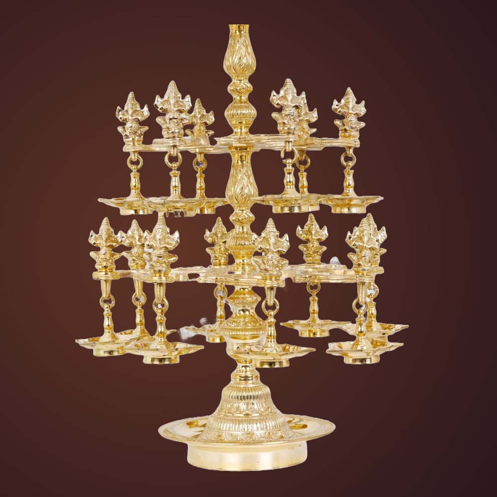 Ashtothram Handcrafted Brass Oil Lamp Nachiyar Koil Lamps