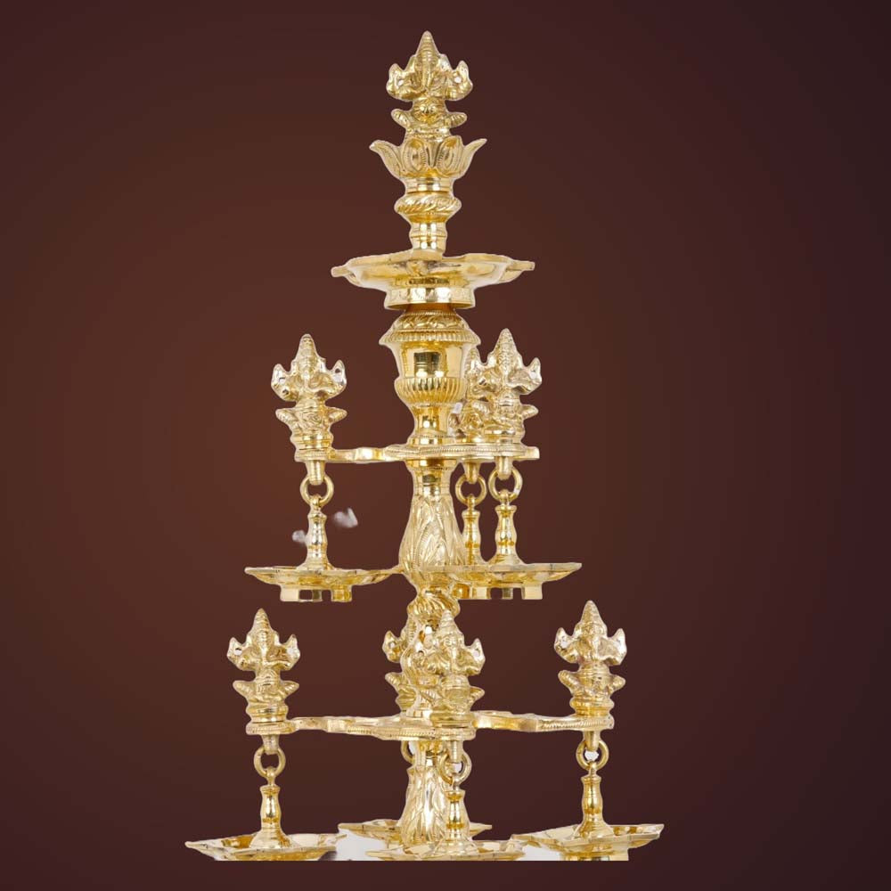 Ashtothram Handcrafted Brass Oil Lamp Nachiyar Koil Lamps