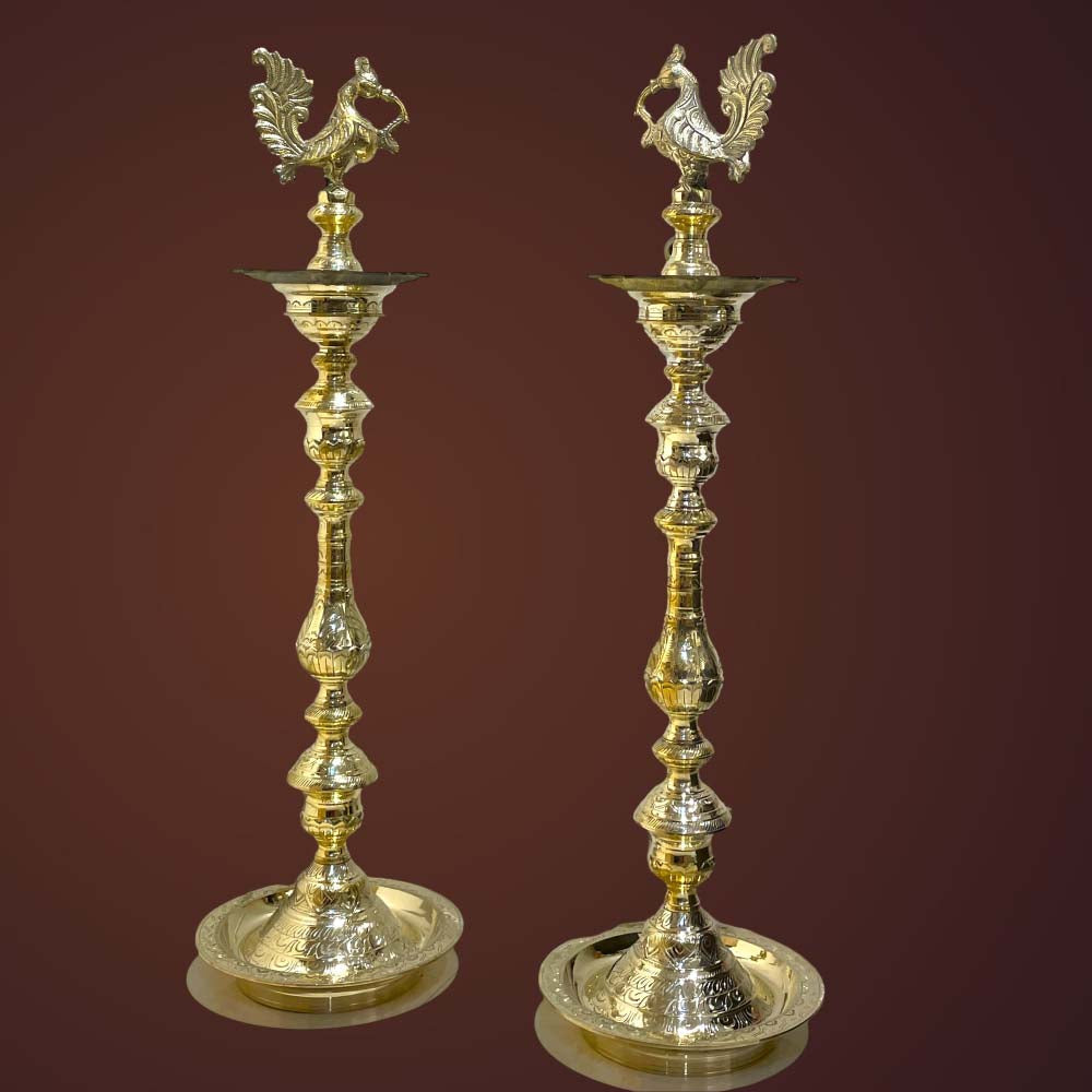 Annapachi Traditional Kuthu Villakku Handcrafted Brass Oil Lamp Nachiyar Koil Lamps