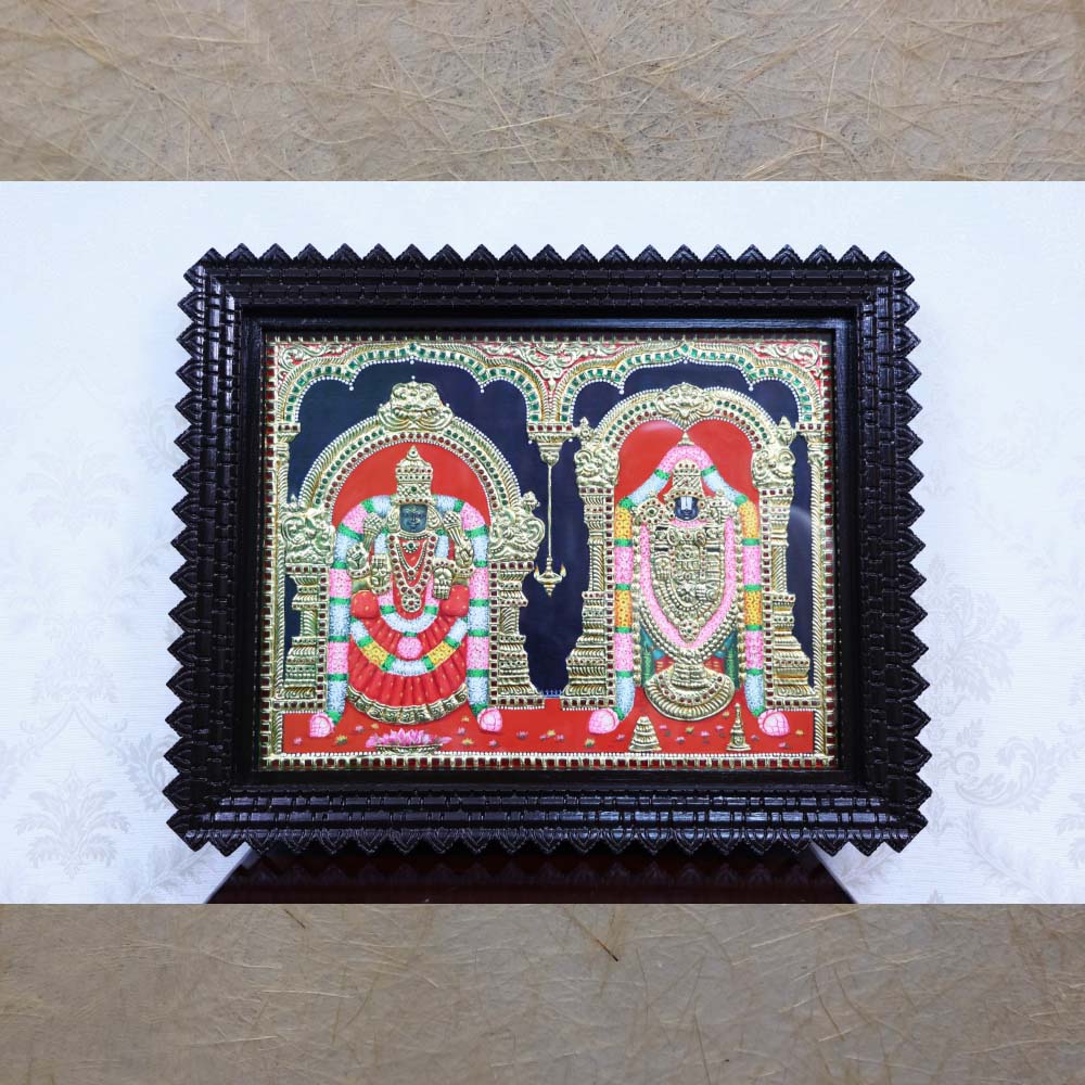 Balaji Padmavathy Perumal Thaayar. Couple For Prosperity. Handmade Tanjore Painting