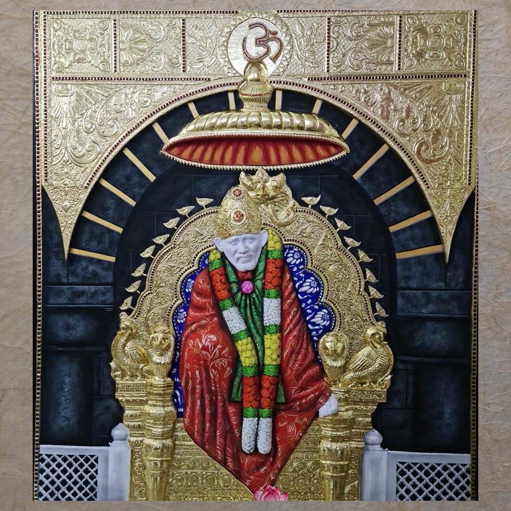 Sai Baba Original Shiridi Sai Baba Tanjore Painting