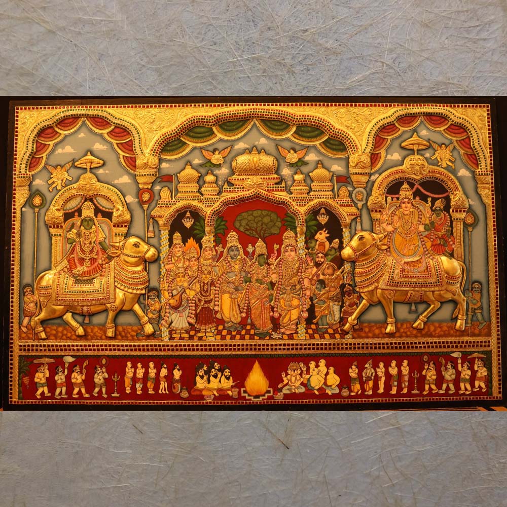 Meenakshi Kalyanam Tanjore-Grand Wedding Of Meenakshi In Tanjore Style Painting