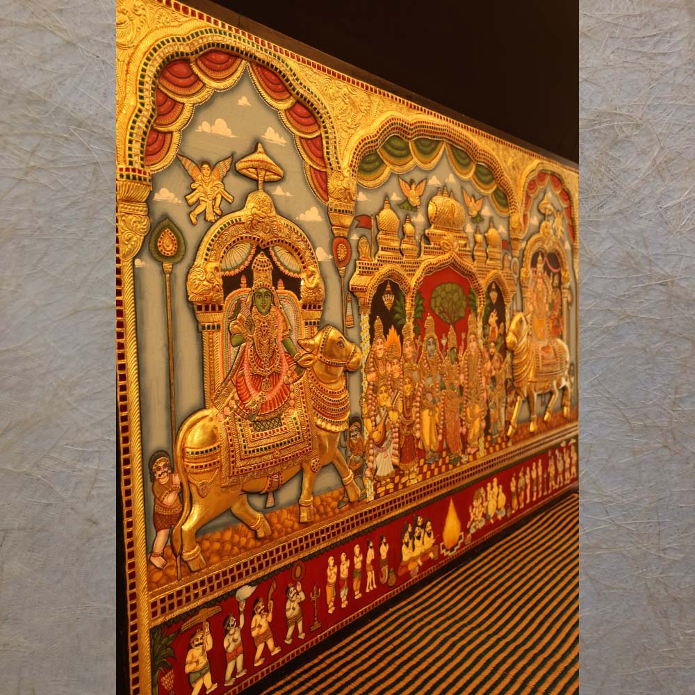 Meenakshi Kalyanam Tanjore-Grand Wedding Of Meenakshi In Tanjore Style Painting