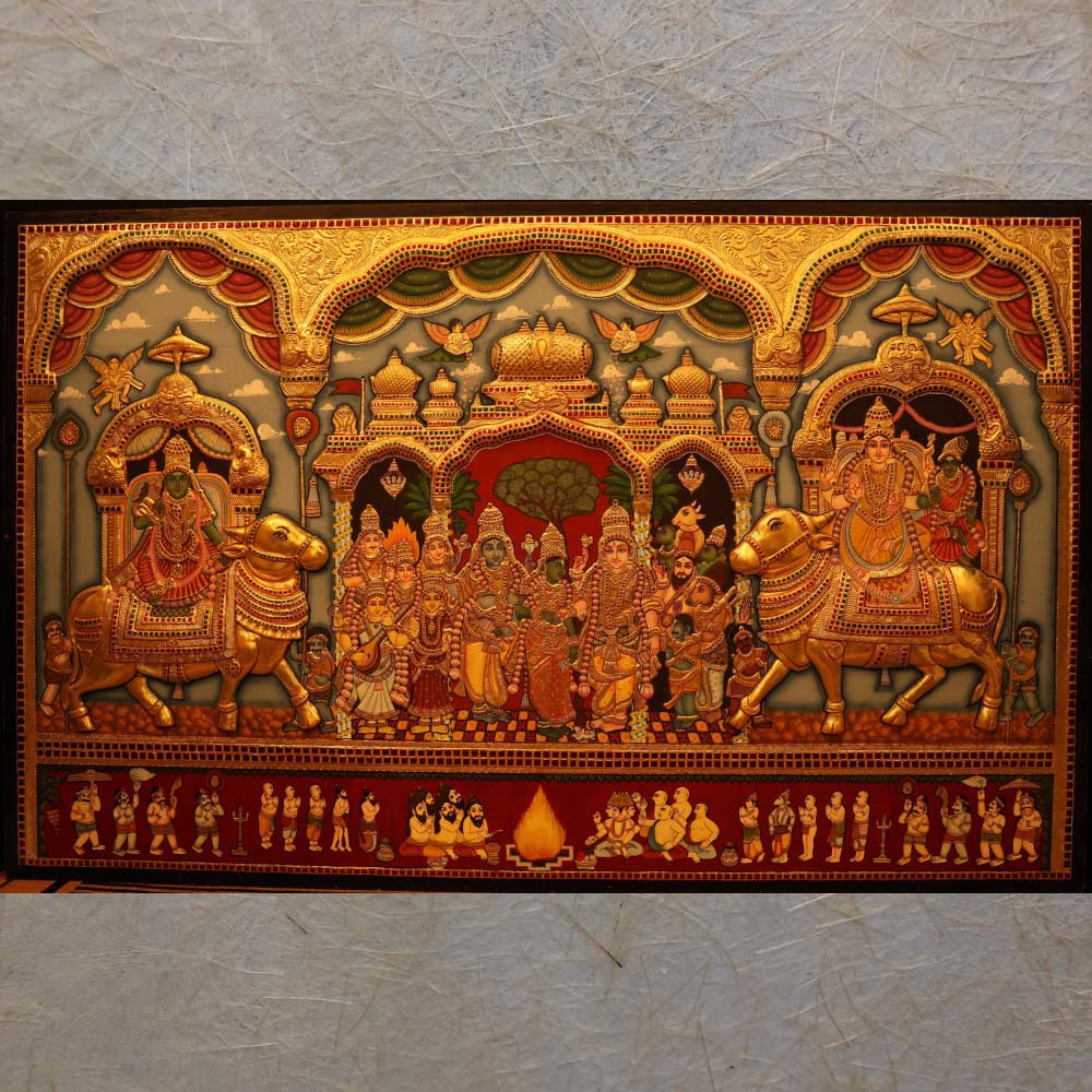 Meenakshi Kalyanam Tanjore-Grand Wedding Of Meenakshi In Tanjore Style Painting