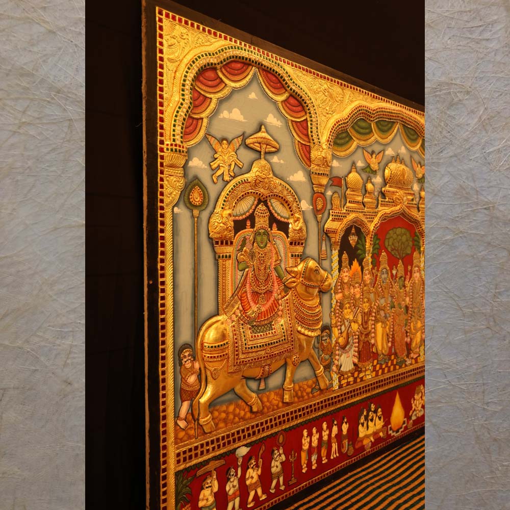 Meenakshi Kalyanam Tanjore-Grand Wedding Of Meenakshi In Tanjore Style Painting