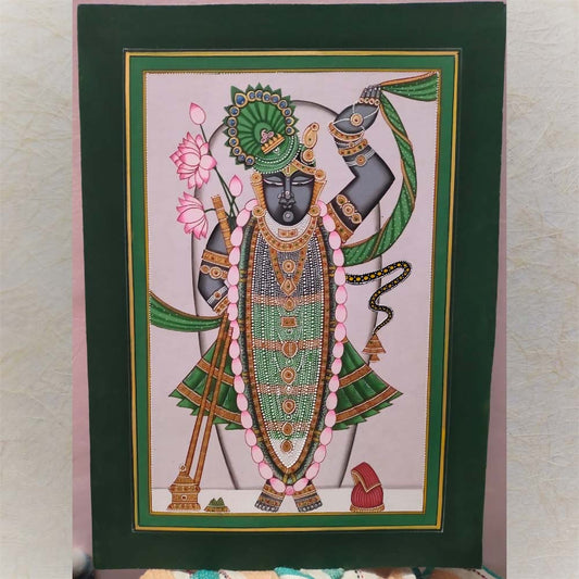 Shrinathji Of Nathdwara Auspicious Green Pichwai Painting