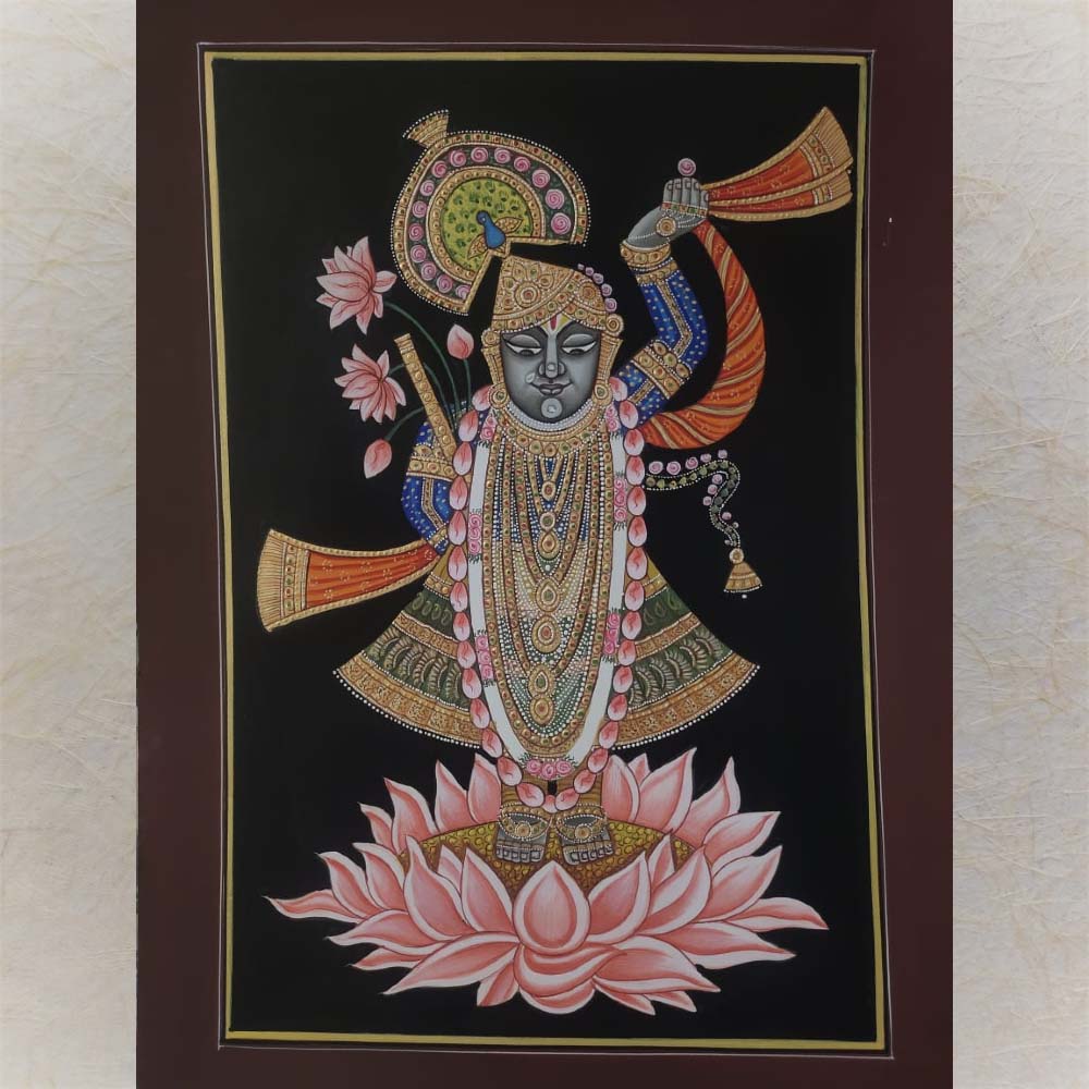 Shrinathji Of Nathdwara Lotus Peedam Krishna Pichwai Painting