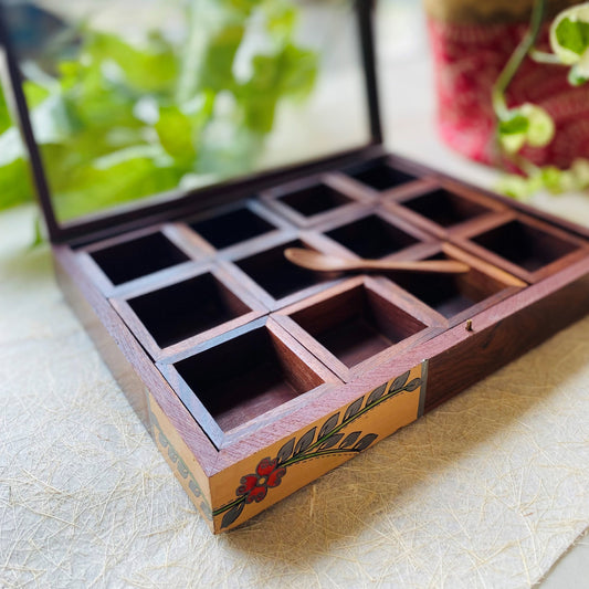 Wood Spice Box Container 12 Spice Box Holder
