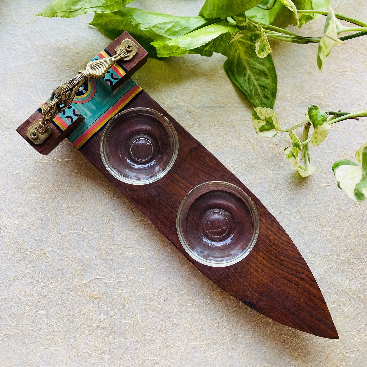 Tray With Two Dip Bowl