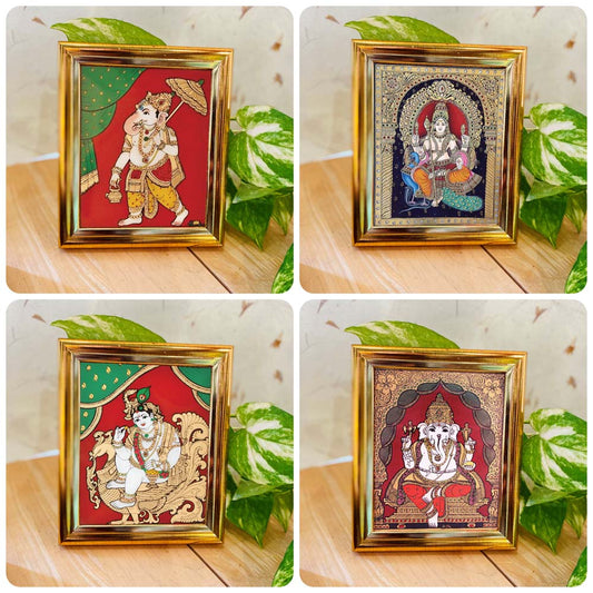 Ganesh,Murugan,Ganesh With Umbrella,Krishna On Hamsa.Individual Gift Box